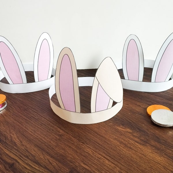 Printable Easter Bunny Ear Hats! Unisex Easter Crowns For All Ages, Paper Crown Template, Print Easter Party Hats, Make Your Own Paper Tiara