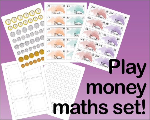 DIY Paper Play Money Maths Set Kids Educational Download. | Etsy