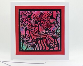 Handmade card, nature inspired, seed heads, silhouette, shimmer, Birthday, Anniversary, Thanks,