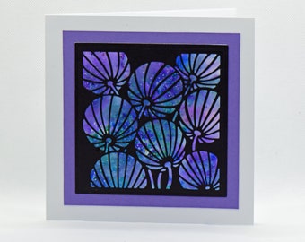 Handmade card, nature inspired, seed heads, silhouette, shimmer, Birthday, Anniversary, Thanks,