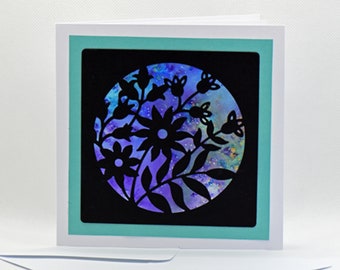 Handmade card, nature inspired, seed heads, silhouette, shimmer, Birthday, Anniversary, Thanks,