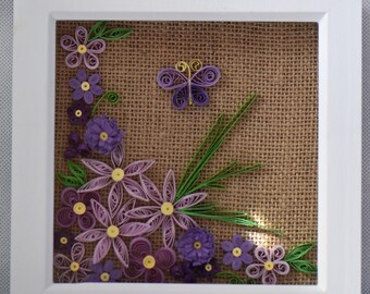 Hand quilled paper wall art, flowers