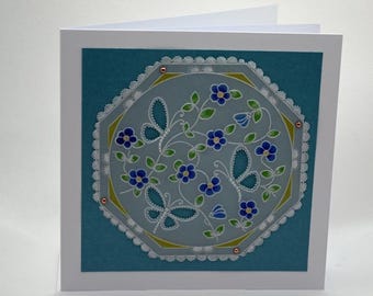Handmade Greetings card, parchment, all occasion, butterflies, groovi, nature.