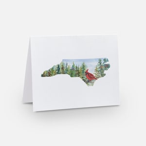 Cardinal Note Card Set (4) - State Bird in North Carolina Form Umriss Karte für Geschenke Grüße Danke