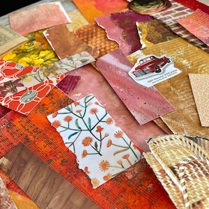 Collage Paper Kit - Painted Paper, Ephemera & Remnants - Small 20-Pack: Hand-Painted Mixed Media Variety Journal Fodder Art Color 1.5&quot;-3.5&quot;