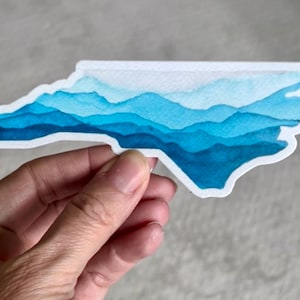 North Carolina Blue Ridge Mountains State Outline Decal - NC 5" Vinyl Sticker Waterproof For Car, RV, Truck, SUV, Water Bottle, Laptop