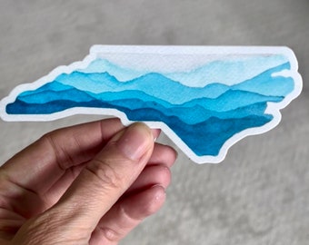 Blue Ridge Mountains NC State Outline Sticker: Watercolor Vinyl Decal