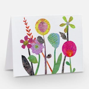 Helle Blumen Note Card Set (4) Collage für Geschenke Grüße Danke