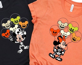 Disney Balloon Shirt, Disney Halloween Skeleton Shirt, Disney Halloween Matching Shirt, Mickey and Minnie Balloon Shirt, Disney Trip Shirt