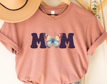 Butterfly Mom Shirt, Floral Mama Tee, Colorful Wings Tee, Mother Day Gift Shirt, Mom Shirt