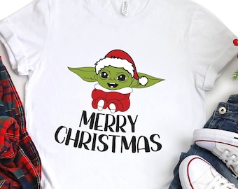 Baby Yoda Christmas Shirt, Disney Star Wars Holiday Tee