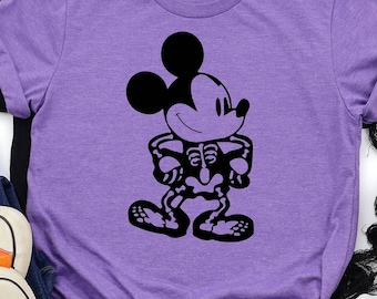 Mickey Mouse Skeleton Halloween Tee, Disney Spooky Shirt