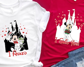 Disney Engagement Shirts, Couple Matching Shirts, I Asked, I Said Yes