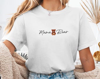 Mama Bear Printed T-Shirt, Mother's Day Design, Comfortable Casual Wear, Perfect Gift, Unique Bear Graphic, Fun Mom Apparel