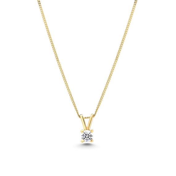 9ct Gold Diamond Solitaire Pendant | Etsy