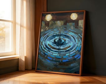 Water Ripple Print | Abstract Blue Wall Art | Zen Nature Poster | Framed or Unframed