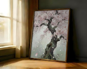 Cherry Blossom Print | Japanese Botanical Wall Art | Framed or Unframed Nature Poster