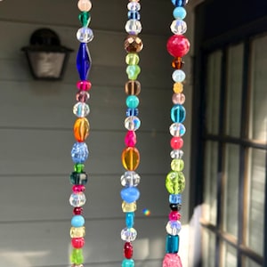 Colorful Beaded Sun Catcher – Boho Window Hanging, Eclectic Home Decor, Porch or Patio Charm
