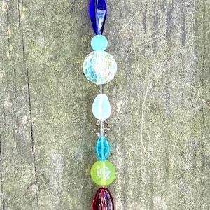 Rainbow Crystal Sun Catcher – Handmade Beaded Window Hanging, Teardrop Prism Boho Decor, Colorful Home & Garden Gift