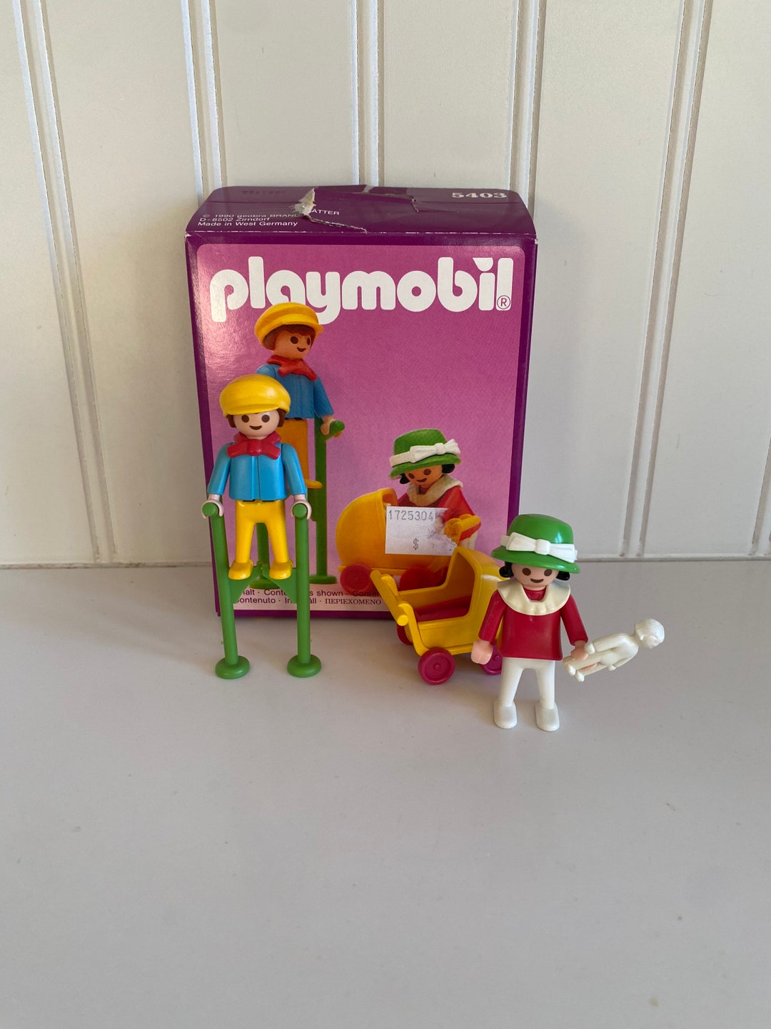 Vintage Playmobil Set 5403 Boy on Stilts Girl With Doll Etsy