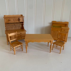 Vintage wood dollhouse furniture-kitchen set
