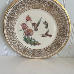 Vintage Lenox Collector Plate, Rufous Hummingbird, Boehm Birds by Lenox, Art by Edward M. Boehm, Dated 1974.