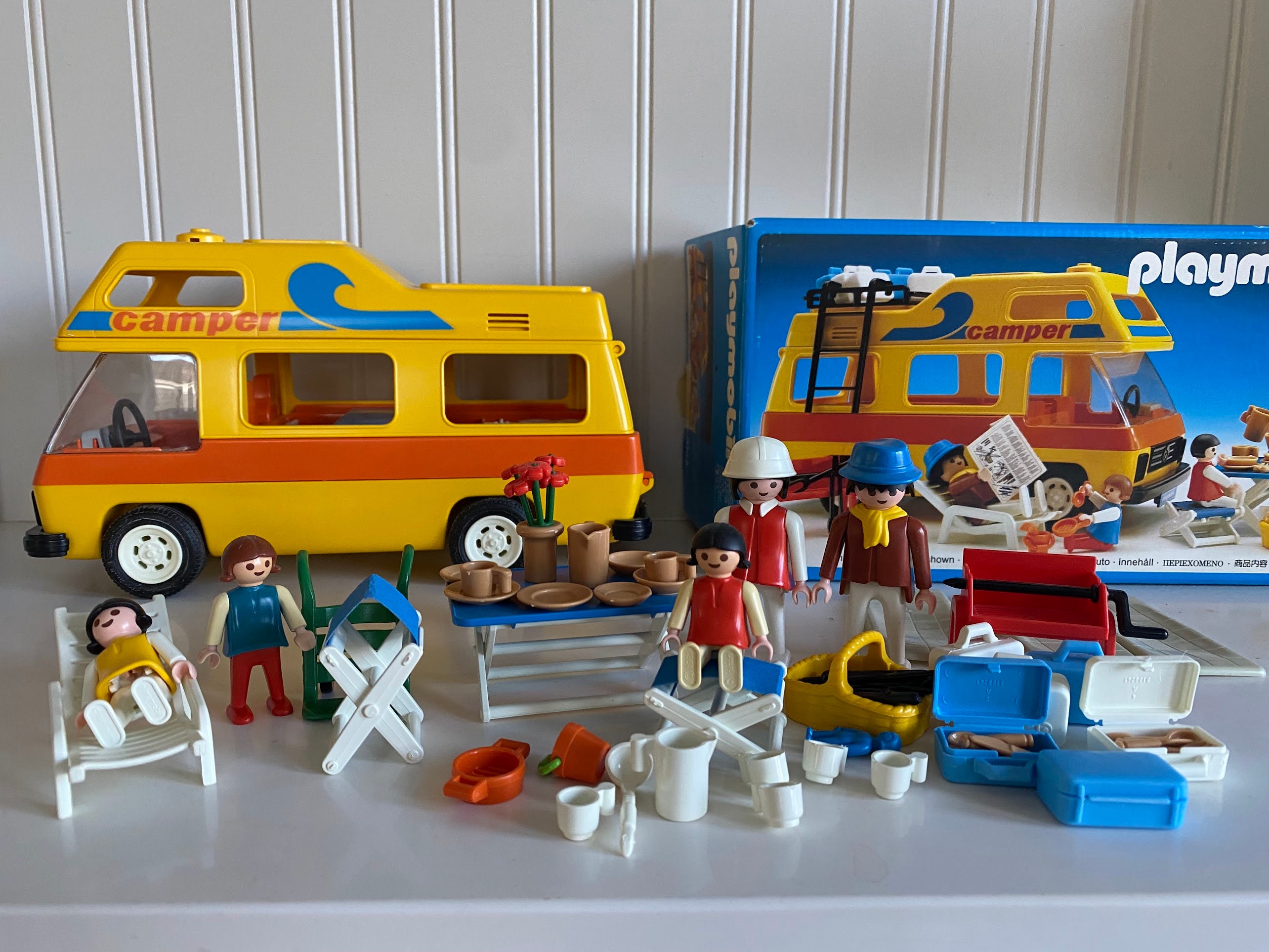 playmobil camping car jaune vintage