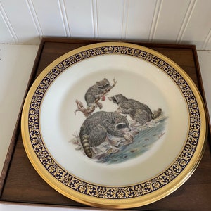 Lenox Boehm Woodland Wildlife Collector Plate - &#39;Raccoons&#39; - In Original Packaging