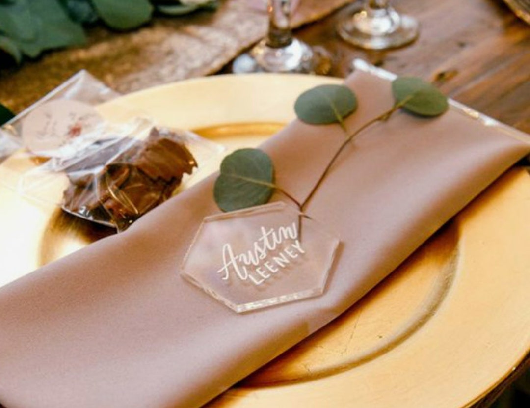 Hexagon Place Card Name Plate Wedding Place Card Party Etsy