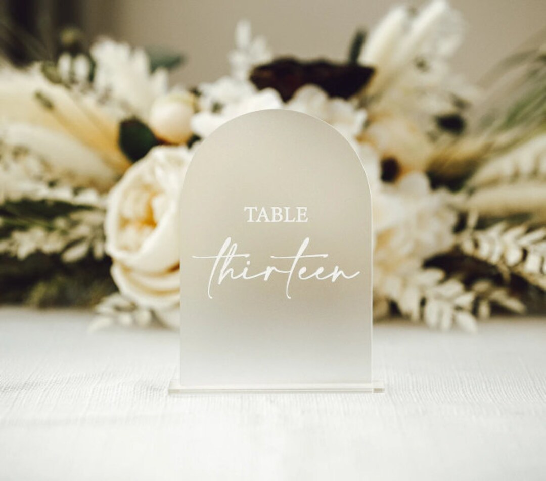 Frosted Arch Table Number, Acrylic Table Number, Wedding Decor, Acrylic