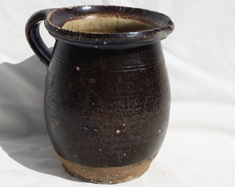 Traditional Hungarian Brown Glazed Vintage Folk Pitcher, Traditional Countrystyle Pitcher