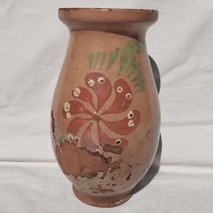 Traditional Antique Hungarian Folk Milk Jug, Ceramic Pitcher Flower Decorated