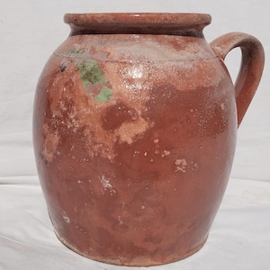 Traditional Antique Hungarian Folk Milk Jug, Ceramic Pitcher Flower Decorated