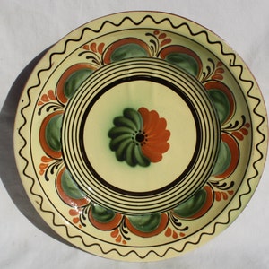 Vintage Hungarian Ceramic Peasant Flower Designed Folk Plate