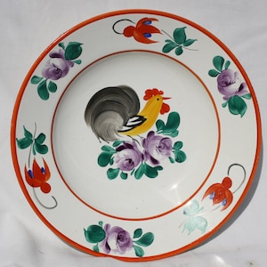 Traditional Hungarian Ceramic Plate, Hungarian Pottery, Folk Plate, Antique Peasant Cockerel Plate