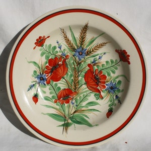 Traditional Hungarian Ceramic Floer Decorated Plate, Hungarian Pottery, Folk Plate, Antique Peasant Plate