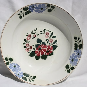 Traditional Vintage Folk Hungarian Ceramic Flower Decorated Plate, Hungarian Pottery, Folk Plate, Antique Peasant Plate
