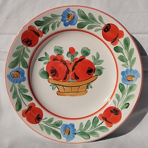 Traditional Vintage Folk Hungarian Ceramic Plate, Hungarian Pottery, Folk Plate, Antique Peasant Plate
