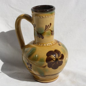 Traditional Hungarian Brown Glazed Vintage Folk Pitcher, Traditional Countrystyle Pitcher