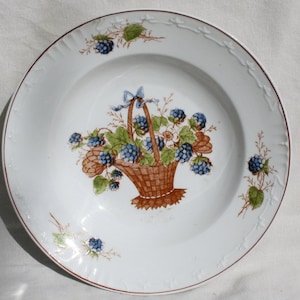 Traditional Antique Folk Hungarian Ceramic Plate, Hungarian Blackberry scene Pottery, Folk Plate, Antique Peasant Plate
