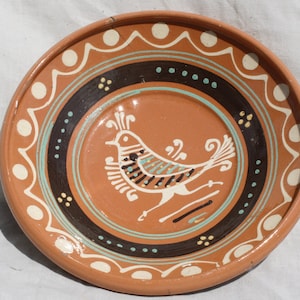 Brauner Folklore Vogel Teller, handbemalter Wandteller, Vogel entworfen, Wandbehang, Küchendekoration, Wandbehang