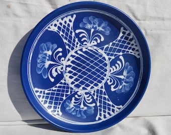 アルビ 時代青い花模様の陶器皿 直径約20cm アンティークの伝統的な陶器の花模様の青い絵皿 - Etsy 日本