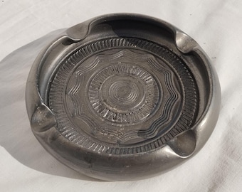 Vintage Traditional Hungarian Black Ceramic Ashtray, Black Country Style Folk Tray