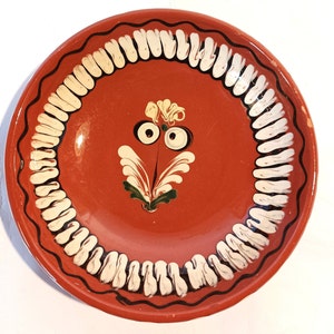 Brown Folk Flower Plate, Handpainted wall plate, Flower designed Wall Hanging, Kitchen Decoration, Rare Wall Hanging Plate