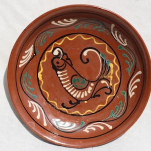 Brown Folk Bird Plate, Handpainted wall plate, Bird designed Wall Hanging, Kitchen Decoration, Rare Wall Hanging Plate