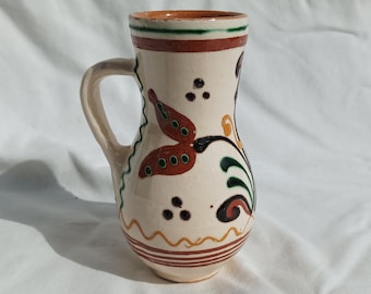 Traditional Hungarian Little Ceramic Folk Style White Pitcher