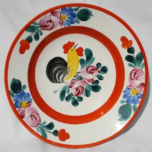 Traditional Hungarian Ceramic Plate, Hungarian Pottery, Folk Plate, Antique Peasant Cockerel Plate