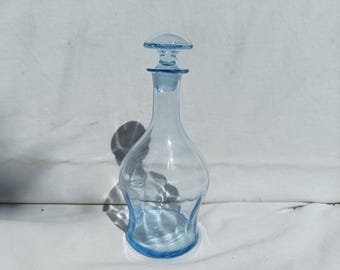 Antique Blue Glass Liqueur Bottle: Lidded Tincture Carafe