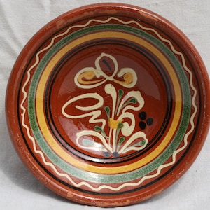 Little Brown Folk Flower Plate, Handpainted wall plate, Flower designed Wall Hanging, Kitchen Decoration, Rare Wall Hanging Plate