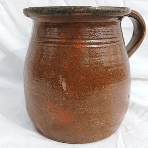 Antique Green Glazed Jug, Traditional Folk Stoneware Pottery, Rare Folk Pitcher, Ceramic Pitcher